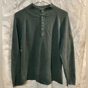 Structure Gray 1/4 Button Long Sleeve Ribbed Shirt